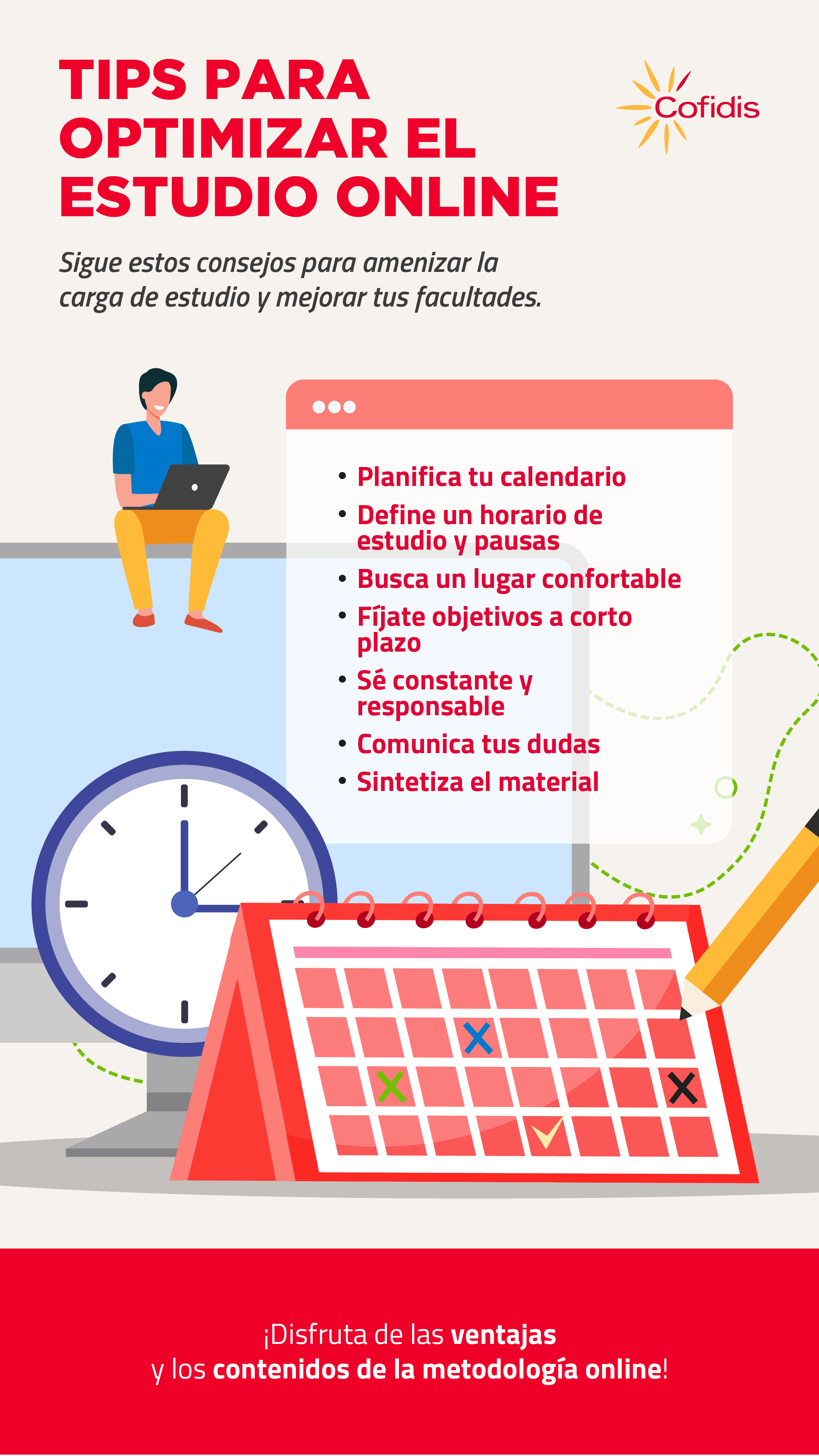 Infografia tips optimizar el estudio online