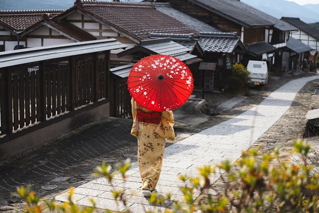 Chica de viaje por japón